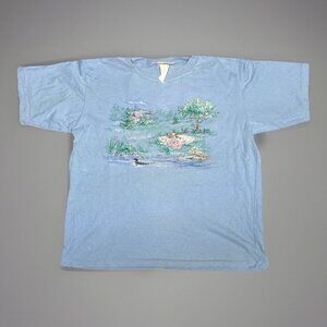 Vintage Single Stitch Northern Reflections Picnic Scene Mens M Ducks Boxy Fit